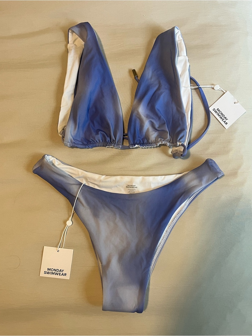 Monday Swimwear blue ombré triangle bikini set